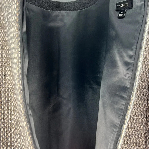 Talbots Tweed Metallic Wool Blend Short Sleeve Shift Dress Lined Size 12 Gray - Picture 10 of 16